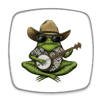 VERDAMMT, ICH LIEBE FRÖSCHE! FROSCH-BANJO-SPIELER - Viereckiger Kühlschrankmagnet - Weiß - Vorne