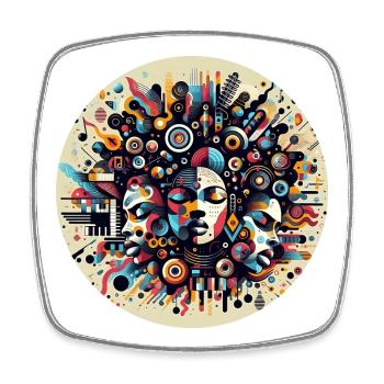 Afro Style Chromatic Symphony - Square fridge magnet - white - Front