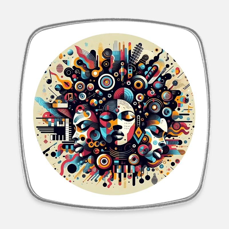 Afro Style Chromatic Symphony - Square fridge magnet - white