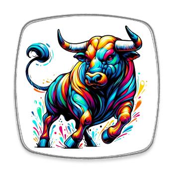 Bull - Square fridge magnet - white - Front