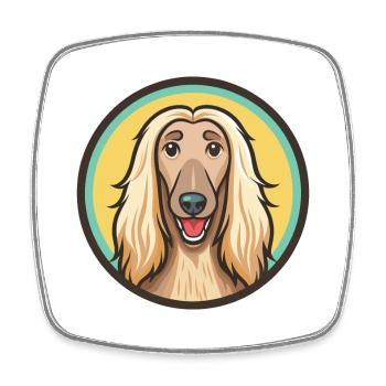 Chien de race de chien lévrier afghan dessin animé kawaii clipart animal de compagnie - Magnet carré - blanc - Devant