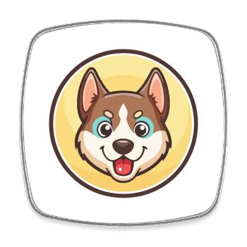 Alopekis Hunderasse Bunte Cartoon Kawaii Clipart - Viereckiger Kühlschrankmagnet - Weiß - Vorne