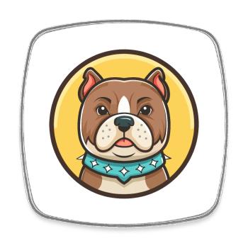 Race de chien American Bully dessin animé kawaii clipart - Magnet carré - blanc - Devant