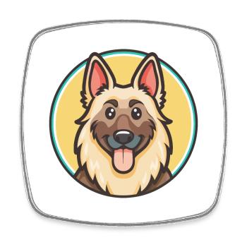 Berger afghan, race de chien, dessin animé kawaii clipart - Magnet carré - blanc - Devant