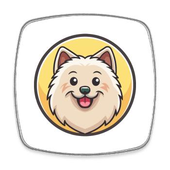 Race de chien esquimau américain dessin animé kawaii clipart - Magnet carré - blanc - Devant