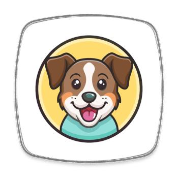 Illustration clipart kawaii de dessin animé de race de chien Aidi - Magnet carré - blanc - Devant