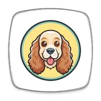 Race de chien Cocker Spaniel américain Dessin animé Kawaii - Magnet carré - blanc - Devant