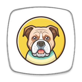 Amerikanische Bulldogge Hunderasse Cartoon Kawaii Clipart - Viereckiger Kühlschrankmagnet - Weiß - Vorne
