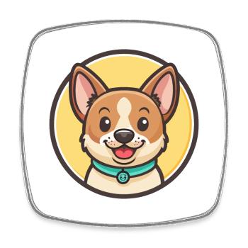 Argentinische Pila Hunderasse Cartoon Kawaii Clipart - Viereckiger Kühlschrankmagnet - Weiß - Vorne