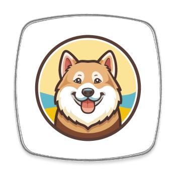 Argentinische Polarhunderasse Cartoon Kawaii Clipart - Viereckiger Kühlschrankmagnet - Weiß - Vorne