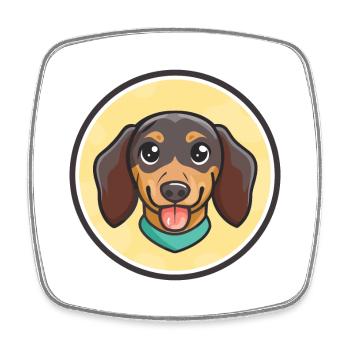 Dessin animé kawaii de race de chien de race Dachshund des Alpes - Magnet carré - blanc - Devant
