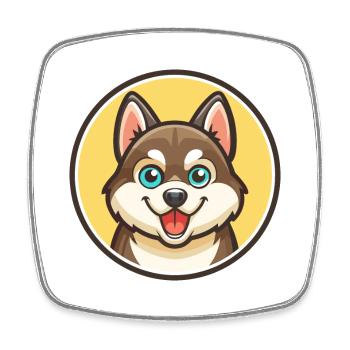 Alaskan Klee Kai Dog Breed Cartoon Kawaii Clipart - Square fridge magnet - white - Front
