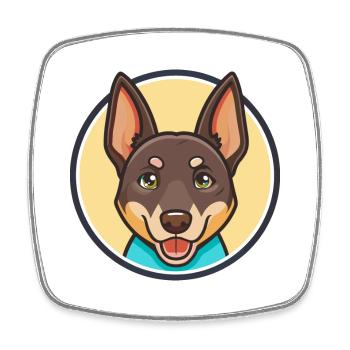 Australian Kelpie Dog Breed Cartoon Kawaii Clipart - Square fridge magnet - white - Front