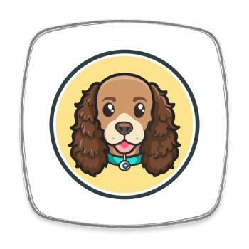 Race de chien épagneul d'eau américain dessin animé kawaii - Magnet carré - blanc - Devant
