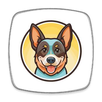 Australischer Rinderhund, Rasse, Cartoon, Kawaii Clipart - Viereckiger Kühlschrankmagnet - Weiß - Vorne