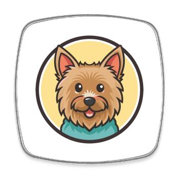 Dessin animé kawaii de race de chien terrier australien - Magnet carré - blanc - Devant