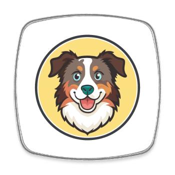 Australian Shepherd Dog Breed Funny Cartoon Kawaii - Square fridge magnet - white - Front