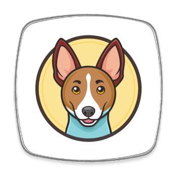 Basenji Dog Breed Cartoon Character Kawaii Clipart - Square fridge magnet - white - Front