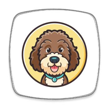 Barbet Dog Breed Cartoon Kawaii Clipart Animal Pet - Square fridge magnet - white - Front