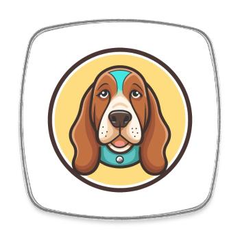 Basset Bleu De Gascogne Dog Breed Cartoon Kawaii - Square fridge magnet - white - Front