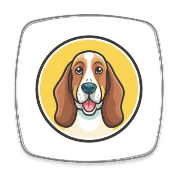 Basset Hound Race de chien Dessin animé Kawaii Clipart Animal de compagnie - Magnet carré - blanc - Devant