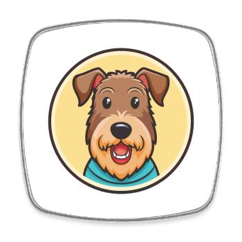 Airedale Terrier, race de chien, dessin animé kawaii clipart - Magnet carré - blanc - Devant