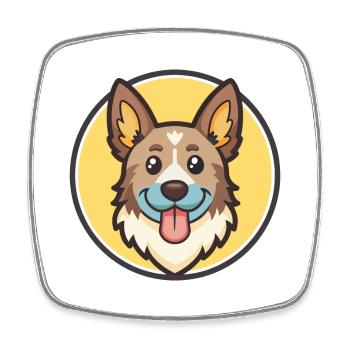 Baskischer Schäferhund, Rasse, Cartoon, Kawaii Clipart - Viereckiger Kühlschrankmagnet - Weiß - Vorne
