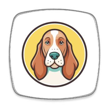 Basset Fauve De Bretagne Dog Breed Cartoon Kawaii - Square fridge magnet - white - Front