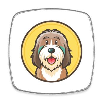 Bärtiger Collie Hund Rasse Cartoon Kawaii Clipart - Viereckiger Kühlschrankmagnet - Weiß - Vorne