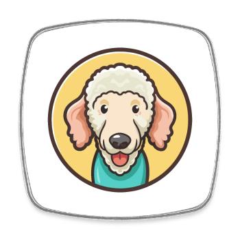 Bedlington Terrier Hunderasse Cartoon Kawaii - Viereckiger Kühlschrankmagnet - Weiß - Vorne