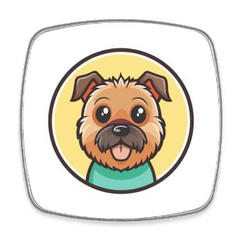 Border Terrier Chien Race Dessin animé Kawaii Clipart - Magnet carré - blanc - Devant