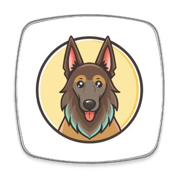Belge Groenendael Race Chien Drôle Dessin animé Kawaii - Magnet carré - blanc - Devant