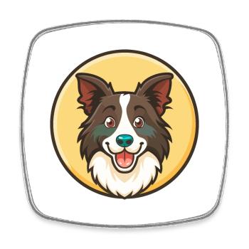 Border Collie Hunderasse Cartoon Kawaii Clipart Haustier - Viereckiger Kühlschrankmagnet - Weiß - Vorne