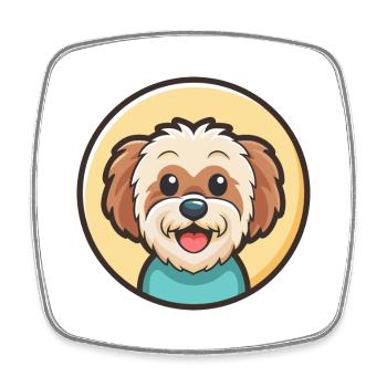 Bolognese Hund Rasse Cartoon Kawaii Clipart Tier - Viereckiger Kühlschrankmagnet - Weiß - Vorne