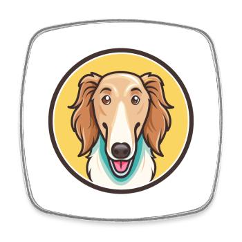 Borzoi Dog Breed Cartoon Kawaii Clipart Animal Pet - Square fridge magnet - white - Front