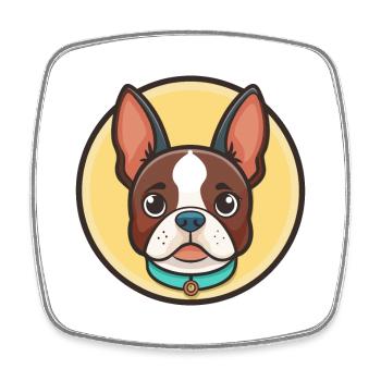 Boston Terrier Hunderasse Cartoon Kawaii Clipart - Viereckiger Kühlschrankmagnet - Weiß - Vorne