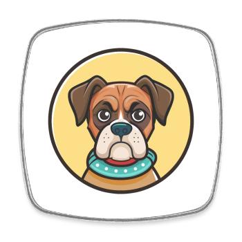 Boxer Hund Rasse Cartoon Kawaii Clipart Tier Haustier - Viereckiger Kühlschrankmagnet - Weiß - Vorne