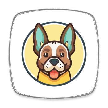 Braque Auvergne Dog Breed Cartoon Kawaii Clipart - Square fridge magnet - white - Front