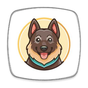 Noir Norvégien Elkhound Chien Race Dessin animé Kawaii - Magnet carré - blanc - Devant