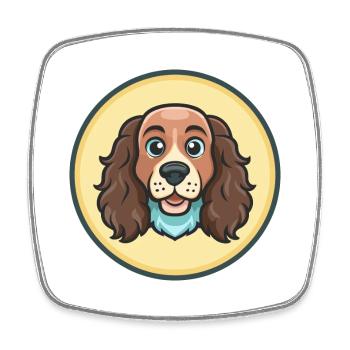 Blue Picardy Spaniel Dog Breed Cartoon Kawaii Pet - Square fridge magnet - white - Front