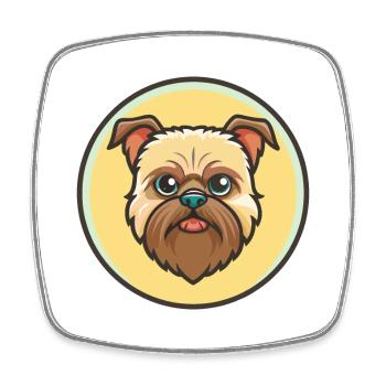 Brüsseler Griffon Hunderasse Cartoon Kawaii Clipart - Viereckiger Kühlschrankmagnet - Weiß - Vorne