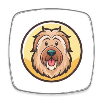 Briard Dog Breed Cartoon Kawaii Clipart Animal Pet - Square fridge magnet - white - Front