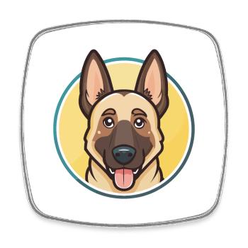Belgische Malinois Hunderasse Cartoon Kawaii Clipart - Viereckiger Kühlschrankmagnet - Weiß - Vorne
