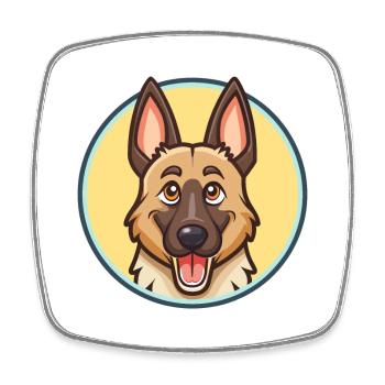 Belgian Shepherd Dog Breed Cartoon Kawaii Clipart - Square fridge magnet - white - Front