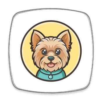 Bichon Yorkie Dog Breed Cartoon Kawaii Clipart Pet - Square fridge magnet - white - Front