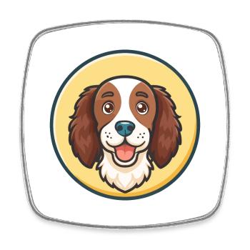 Bretagne Chien Race Coloré Dessin animé Kawaii Clipart - Magnet carré - blanc - Devant
