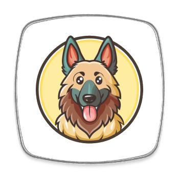 Belgian Tervuren Dog Breed Cartoon Kawaii Clipart - Square fridge magnet - white - Front