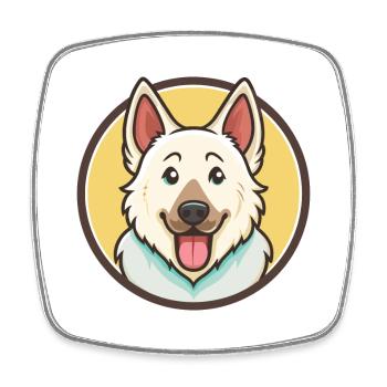 Berger Blanc Suisse Race de chien Dessin animé drôle Kawaii - Magnet carré - blanc - Devant
