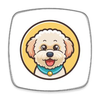 Bichon frisé chien race dessin animé Kawaii Clipart animal de compagnie - Magnet carré - blanc - Devant