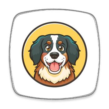 Berner Laufhund Hunderasse Cartoon Kawaii Clipart - Viereckiger Kühlschrankmagnet - Weiß - Vorne